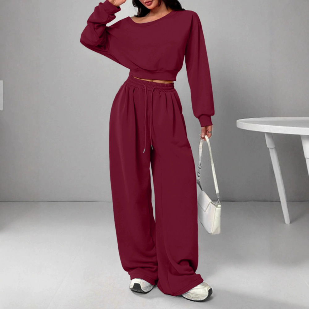 ZARA Womens Fashion Solid Color Slim Fit One Shoulder Crop Top Casual Pants Set